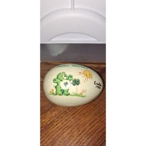 Hand Painted Easter Egg Green Care Bears Hello World! Easter 1986